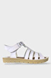 Kadın Cırtlı Önü ve Arkası Açık Yazlık Sandalet BEYAZ