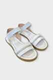 Kadın Taşlı Tek Bant Lastik Detaylı Sandalet BEYAZ