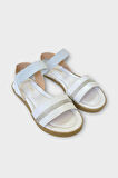 Kadın Taşlı Tek Bant Lastik Detaylı Sandalet BEYAZ