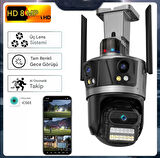  3 Lens Geniş Açı İzleme HD Güvenlik Kamerası  PTZ Aİ Otomatik İzleme CCTV Video Gözetim ICSEE