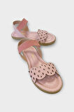 Kadın Tek Bant Lastik Detaylı Lazer Kesim Yazlık Sandalet PUDRA