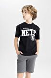 DeFacto Erkek Çocuk NBA Brooklyn Nets Oversize Geniş Kalıp Bisiklet Yaka Kısa Kollu Tişört C0393A824SMBK81