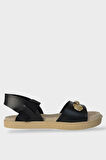 Kadın Tek Bant Aksesuarlı  Bilek Lastik Detaylı  Sandalet SİYAH