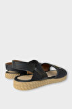 Kadın Hasır Tek Bant Lastik Detaylı Sandalet SİYAH