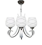 Şenay Aydınlatma Dekoratif 3'lü Opal Cam Krom Modern Avize-Beyaz