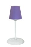 Şenay Aydınlatma Modern Metal Ayak Konik Kumaş Küçük Abajur-Violet