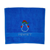 İsimli Yılbaşı Havlusu 2 li Set Kardan Adan Gri Mavi 30x50cm