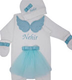 İsimli Hastane Çıkışı 3 Lü set Melek Kanatlı Mint Yeşili
