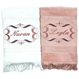 İsim Nakışlı Kadife Yüz Havlusu 2 li Set 50x90 cm