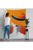 Turuncu Şapkalı Retro Kadın Duvar Örtüsü-7589