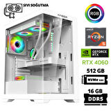 Xaser Delux X55 Ryzen 5 7500F 16GB DDR5 Ram 512GB M.2 NVMe SSD 8GB RTX4060 Sıvı Soğutmalı Oyuncu Bilgisayarı