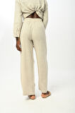 KADIN BELİ LASTİKLİ BOL PAÇA DÜZ NATUR RENK PANTOLON