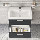 VitrA Mia 75102 Banyo Dolabı Seti Çekmeceli 60 cm Antrasit