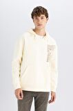 DeFacto Boxy Fit Kapüşonlu Baskılı Kanguru Cepli Sweatshirt C7050AX24AUER91