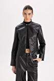 DeFacto Regular Fit Fermuarlı Suni Deri Mont Y7156AZ25SPBK27
