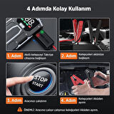 GROOVE M01 15800mAh 2000A Akü Takviye Cihazı Taşınabilir Jump Starter (Powerbank+Led Lamba+LCD Ekran)
