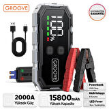 GROOVE F11 15800mAh 2000A Akü Takviye Cihazı Taşınabilir Jump Starter (Powerbank+Led Lamba+LCD Ekran)