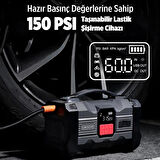 GROOVE ZK004 26800mAh 4500A Akü Takviye Cihazı +Lastik Şişirme Kompresörlü Taşınabilir Jump Starter (Kompresör+Powerbank+Led Lamba+LCD Ekran)