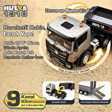 HUINA 1318 1/24 RC Dorse ve Römorklu Tır Kamyon Uzaktan Kumandalı İş Makinesi RC Model - 2.4Ghz Gerçekçi Similasyon Ses ve Işık Sistemi