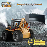 HUINA 1532 1/18 9CH RC Wheel Loader Damper Dozer Kamyon İş Makinesi Kazıcı Uzaktan Kumandalı RC Model -2.4G Gerçekçi Similasyon Ses ve Işık Sistemi