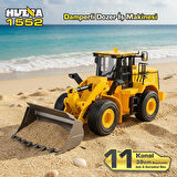 HUINA 1552 1/16 11CH RC Wheel Loader Damper Dozer Kamyon İş Makinesi Kazıcı Uzaktan Kumandalı RC Model Metal Kepçeli -2.4G Gerçekçi Similasyon Ses ve Işık Sistemi