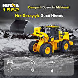 HUINA 1552 1/16 11CH RC Wheel Loader Damper Dozer Kamyon İş Makinesi Kazıcı Uzaktan Kumandalı RC Model Metal Kepçeli -2.4G Gerçekçi Similasyon Ses ve Işık Sistemi