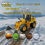 HUINA 1552 1/16 11CH RC Wheel Loader Damper Dozer Kamyon İş Makinesi Kazıcı Uzaktan Kumandalı RC Model Metal Kepçeli -2.4G Gerçekçi Similasyon Ses ve Işık Sistemi