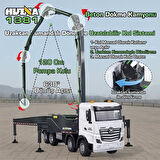 HUINA 1381 1/18 11CH Beton Çimento Dökme Kamyonu İş Makinesi İnşaat Uzaktan Kumandalı RC Model Gri -2.4Ghz Gerçekçi Similasyon Ses ve Işık Sistemi