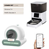 Groove Ti+ Wi-Fi Akıllı Otomatik Kedi Tuvaleti Yeşil + Petfit Elevate X 4L Wi-Fi Akıllı Otomatik Mama Kabı Besleme Ünitesi Bundle