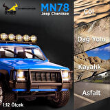 MN Model MN78 1/12 Jeep Cherokee 4x4 RC Model Crawler Offroad Truck Uzaktan Kumandalı Araba RTR Mavi+Dahili Işık Seti
