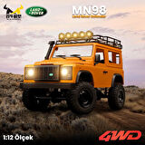 MN Model MN98 V2 1/12 Land Rover Defender D90 4WD RC Model Crawler Offroad Uzaktan Kumandalı Araba Truck RTR Lisanslı Sarı+Dahili Işık Seti