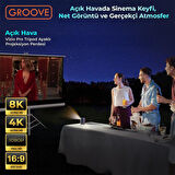 Groove Vizio Pro 100¨Inch 220x125cm Blackout Işık Geçirmez Tripod Ayaklı Projeksiyon Perdesi +Taşınabilir+Canlı Renkler+Göz Koruması+Leke Tutmaz Projector