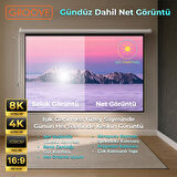 Groove Vizio Pro 120¨ Inch Blackout Işık Geçirmez Elektrikli Otomatik Kumandalı Projeksiyon Perdesi 265x150cm +Motorlu+Canlı Renkler+Göz Koruması+Leke Tutmaz Projector