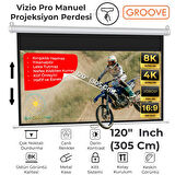 Groove Vizio Pro 120¨ Inch 265x150cm Blackout Işık Geçirmez Profesyonel Projeksiyon Perdesi +Canlı Renkler+Göz Koruması+Leke Tutmaz Projector