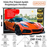 Groove Vizio Pro 150¨Inch 332x188cm Blackout Işık Geçirmez Tripod Ayaklı Projeksiyon Perdesi +Taşınabilir+Canlı Renkler+Göz Koruması+Leke Tutmaz Projector