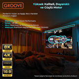 Groove Vizio Pro 200x180cm Blackout Işık Geçirmez Elektrikli Otomatik Kumandalı Projeksiyon Perdesi +Motorlu+Canlı Renkler+Göz Koruması+Leke Tutmaz Projector