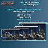 Groove Vizio Pro 240x200cm Blackout Işık Geçirmez Elektrikli Otomatik Kumandalı Projeksiyon Perdesi +Motorlu+Canlı Renkler+Göz Koruması+Leke Tutmaz Projector