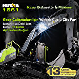 HUINA 1661 1/18 13CH Kazıcı Ekskavatör İş Makinesi İnşaat Uzaktan Kumandalı RC Model Metal Kepçeli - 2.4Ghz Gerçekçi Similasyon Ses ve Işık Sistemi