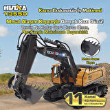 HUINA Kaliwo 13550 1/18 11CH Kazıcı Ekskavatör İş Makinesi İnşaat Uzaktan Kumandalı RC Model Metal Kepçeli Sarı - 2.4Ghz Gerçekçi Similasyon Ses ve Işık Sistemi