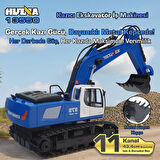 HUINA Kaliwo 13550 1/18 11CH Kazıcı Ekskavatör İş Makinesi İnşaat Uzaktan Kumandalı RC Model Metal Kepçeli Mavi - 2.4Ghz Gerçekçi Similasyon Ses ve Işık Sistemi