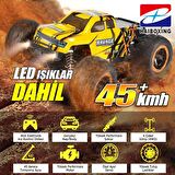 HAIBOXING RC 1/16 Ravage 45+ KM/H Sürat Uzaktan Kumandalı RC Model Araba RTR Elektrikli 4WD Brushless Fırçasız Offroad Truck (Sarı) + 1500 mAh 7.4V 2S 30C Lipo Batarya