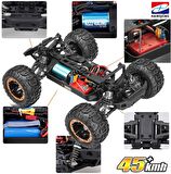 HAIBOXING RC 1/16 Ravage 45+ KM/H Sürat Uzaktan Kumandalı RC Model Araba RTR Elektrikli 4WD Brushless Fırçasız Offroad Truck (Sarı) + 1500 mAh 7.4V 2S 30C Lipo Batarya