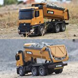 HUINA 1/14 Yüksek Kalite RC Model Damperli Kamyon Uzaktan Kumandalı Metal İş Makinası - 10KG Yükleme Kapasiteli -  2.4G Full Fonksiyon Sesli ve Işıklı - 1573