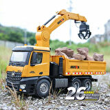 HUINA 1575 1/14 Yüksek Kalite 26 Kanal RC Model Tutma Kollu Kepçeli Damperli Kamyon Uzaktan Kumandali Çok Fonksiyonlu İş Makinası - 2.4G Sesli & Işıklı