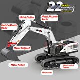 HUINA 1/14 Profesyonel 22 Kanal RC Model 4 Farklı Kepçeli Ekskavatör Kazıcı Uzaktan Kumandali Çok Fonksiyonlu İş Makinası -2.4G Sesli&Işıklı - 1594 -