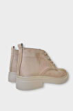 Kadın Nubuk Bağcıklı Yüksek Kauçuk Taban Bot KREM
