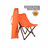 BAG THE JOY KATLANIR AHŞAP KAMP ve BAHÇE SANDALYESİ – ANTRASİT İSKELET – TURUNCU KILIF