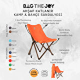 BAG THE JOY KATLANIR AHŞAP KAMP ve BAHÇE SANDALYESİ – ANTRASİT İSKELET – TURUNCU KILIF