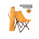 BAG THE JOY KATLANIR AHŞAP KAMP ve BAHÇE SANDALYESİ – ANTRASİT İSKELET – HARDAL KILIF