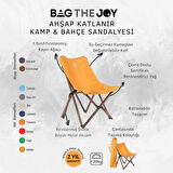 BAG THE JOY KATLANIR AHŞAP KAMP ve BAHÇE SANDALYESİ – ANTRASİT İSKELET – HARDAL KILIF